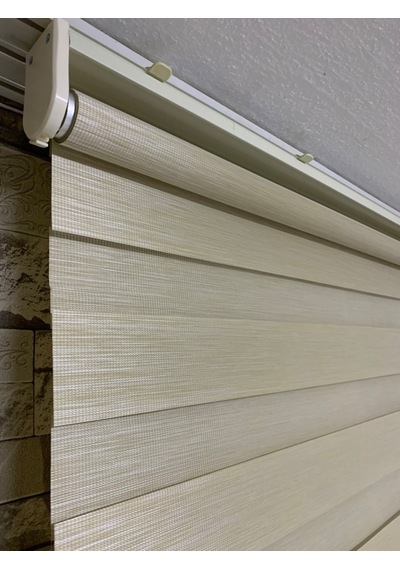 Bambu Krem Renk Zebra Perde (Etek Boncuklu)