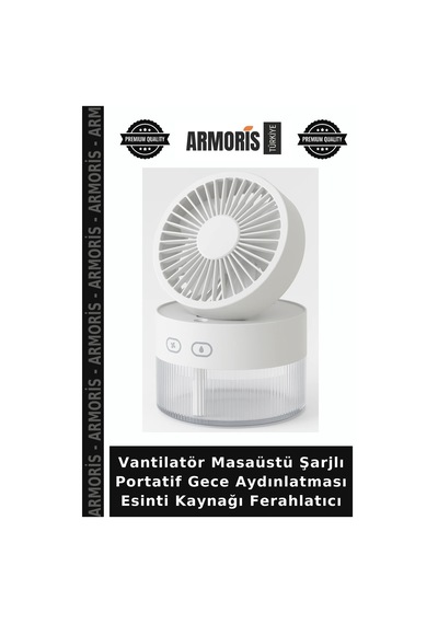 Vantilatör Masaüstü Şarjlı Portatif Gece Aydınlatması Esinti Kaynağı Ferahlatıcı