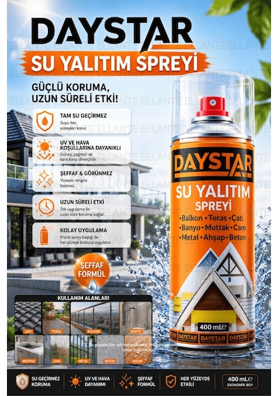 Şeffaf Su Geçirmez Sprey 400 Ml Metal, Ahşap, Beton Uyumlu Su İzolasyon Spreyi