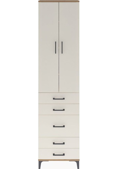 Arges Dolap 4 Raflı 5 Çekmeceli 2 Kapaklı 60x30x243 Çam-aytaşı Atlas Çam