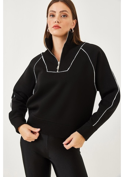 Shade Kadın Yarım Fermuarlı Oversize Sweatshirt Mb-5386 60251896 - Siyah