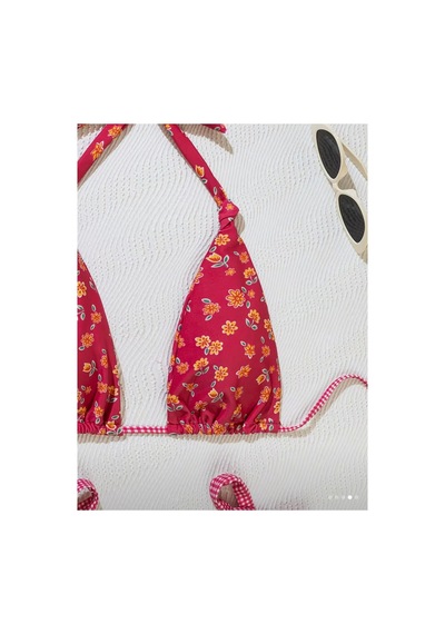 Lilly Dolce Flora Bağlamalı Bikini Takımı Kırmızı Kırmızı