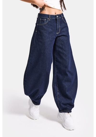 Itsbasic Kadın İndigo Selvedge 7s6-50 Mega Balon Fit %100 Koton Denim Jean