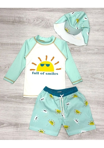My Kids Wear Güneş Korumalı Boneli Karakter Desenli Deniz Şortlu Mayo Takım Koyu Pembe My Kids Wear Güneş Korumalı Boneli Karakter Desenli Deniz Şortlu Mayo Takım Koyu Pembe