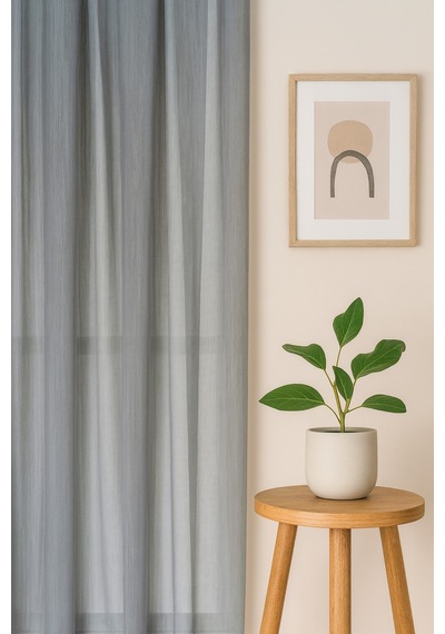Soft Dokulu Şık Pileli Tül Perde Salon Oturma Odası Yatak Odası Çocuk Odası Gri