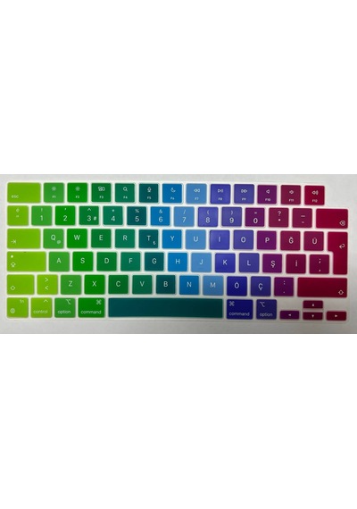 Arabulalaca Apple Uyumlu MacBook Pro 14.2 A2442 Türkçe Silikon Klavye Renkli