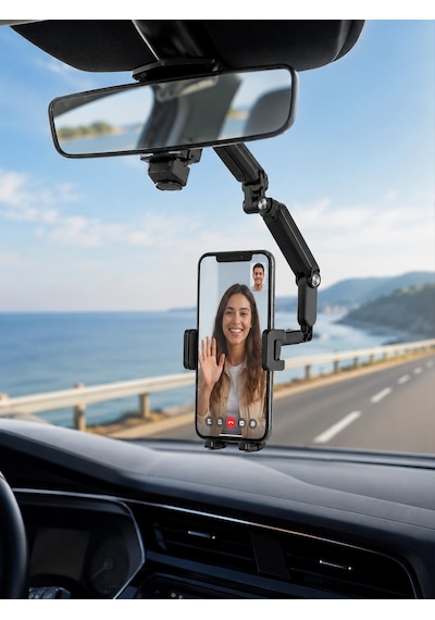 Hubrendy Tekno Araç Dikiz Aynası Telefon Tutucu Ayarlanabilir Katlanabilir Navigasyon Telefon Standı Diğer