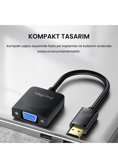 Displayport Dp To Vga Full Hd 1080p 60hz Çevirici Dönüştürücü Adaptör