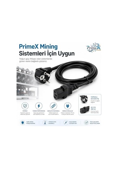 Px-p418 1.5 Metre Lüks Power Kablosu, 3x1.5mm Kalın Full Bakır Psu Güç Kablosu, Pc Power Supply Monitör Mining Sistemleri İçin Siyah Enerji Kablosu
