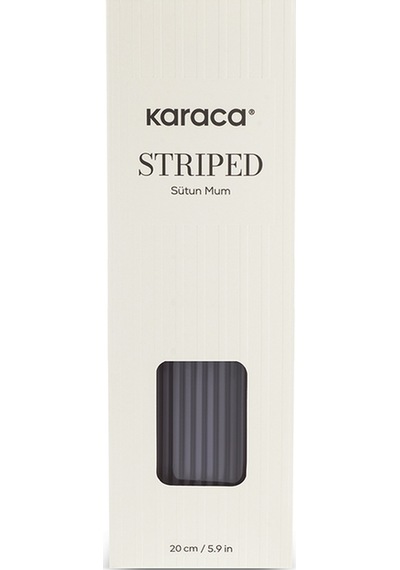 Karaca Striped Tırtıklı Sütun Mum 20 Cm Antrasit Antrasit
