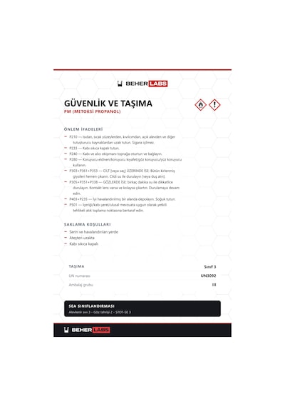 Beherlabs Pm Metoksi Propanol 30 L
