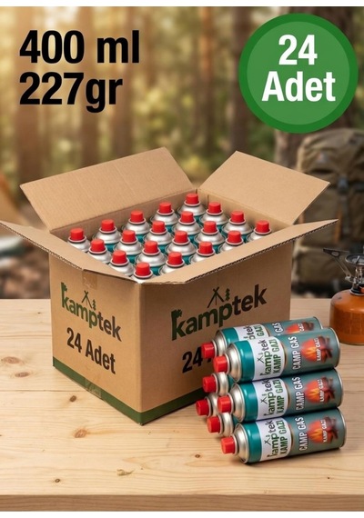 Kamptek Ocak Strong / Steel Gazı Profesyonel Valfli Pürmüz Kartuşu 24 Adet Gri