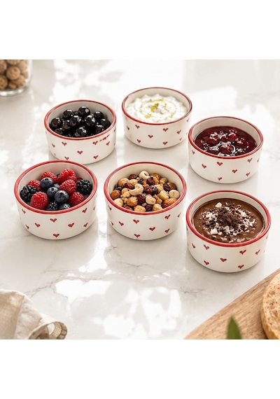Ayrex 6'li El Yapımı Seramik Sufle Kabı Seti, Fırına Dayanıklı Ramekin Krem Brüle Ve Mağma Kek Kalıbı, Çerez Diğer