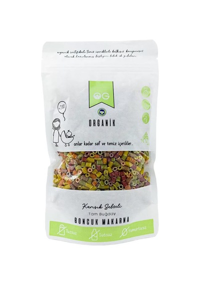 Organik Karışık Sebzeli Tam Buğday Boncuk Makarna 200gr