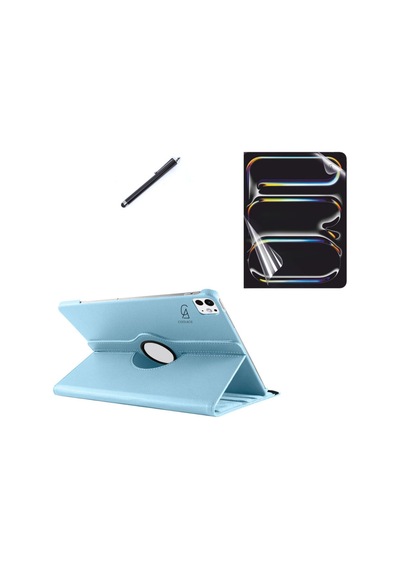 Apple Uyumlu iPad Pro 13 Inç 2024 M4 A2925-a2926 Dönebilen Tablet Kılıfı + Ekran Koruyucu + Tablet Kalem