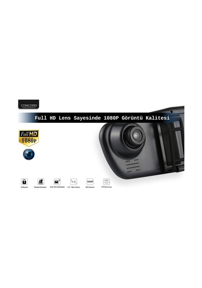 Hd 3,5'' Türkçe Menülü Geri Görüş Kameralı Dikiz Aynalı Araç Kamerası 1080p Hd 4k 64gb Kart