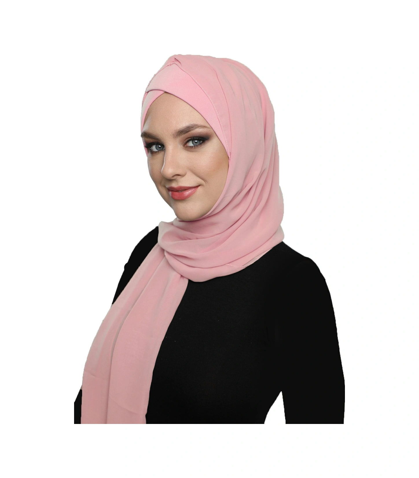 Elysianfidan Şallı Takmatik Sade Pudra Hazır Türban Tesettür Bone Namaz Örtüsü Pudra