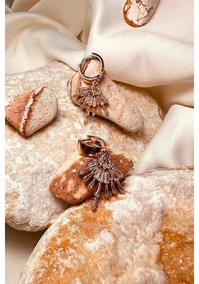 Taşlı Xuping Luxury Tasarım Kadın Stainless Steel Küpe Rose Gold