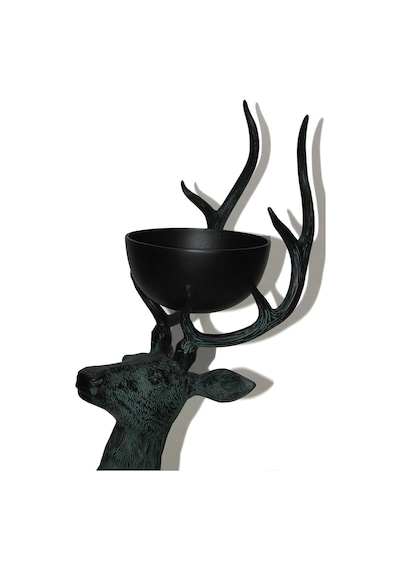 Özel Üretim Dekoratif Geyik Figürlü Sunumluk Salon Aksesuar Metal Geyikli Kase 97 Cm Ksk321