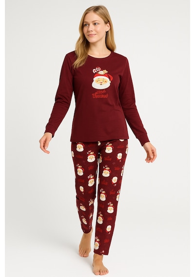 Mutlu City Kadın Yumuşak Doku Termal Pijama Takımı 42050 Vişne Çürüğü