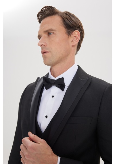 Ac&Co / Altınyıldız Classics Erkek Sıyah Slim Fit Dar Kesim Kırlangıç Yaka Balıksırtı Desenli Yelekli Smokin Takım Sıyah Siyah Ac&Co / Altınyıldız Classics Erkek Sıyah Slim Fit Dar Kesim Kırlangıç Yaka Balıksırtı Desenli Yelekli Smokin Takım Sıyah Siyah
