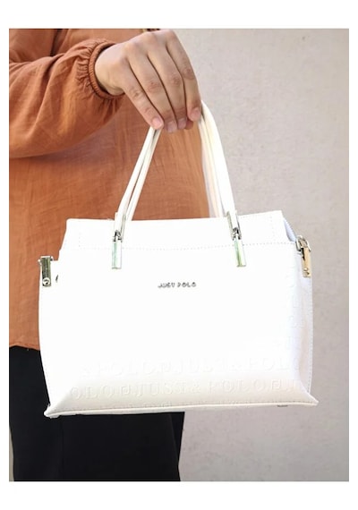Just Polo Kadın Günlük Kullanıma Uygun Ayarlanabilir Askılı Şık El & Omuz Çantası Shoulder Bag Beyaz