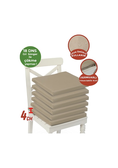 Xpermate 6'lı Sandalye Minderi Su İtici Kumaş 40 x 40 CM Bej