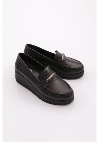 Dgn 618 Kadın Loafer Ayakkabı Siyah Napa