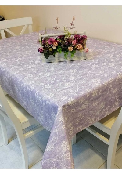 Elyaflı Pvc Muşamba - Desenli Silinebilir Masa Örtüsü 01fnt12116 Lila