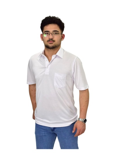 Erkek Gömlek Yaka Tişört T6064 Bgl-st04541 Beyaz