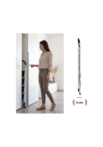 Çelik 4 Basamaklı Geniş Basamak Ev - Ofis Tipi Merdiven - Tutacaklı