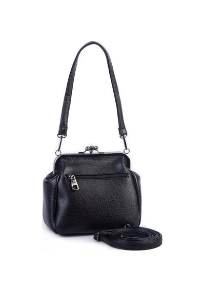 Nas Bag Mini Vintage Burslu Klipsli Kadın Omuz Ve Çapraz Çanta Siyah Victoria