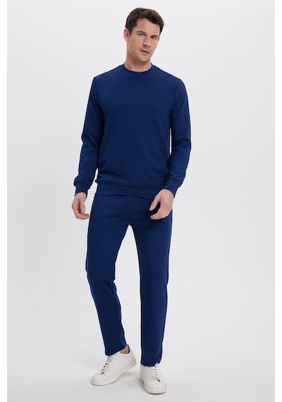 Tudors Erkek Slim Fit Dar Kesim Beli Bağcıklı 3 Cepli Geniş Paça Lacivert Eşofman Altı-41910 Lacivert