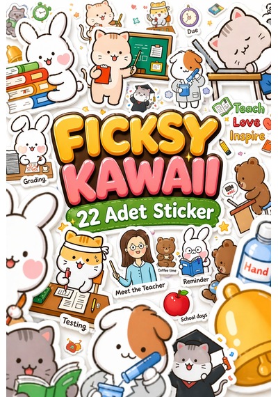 Kawaii Stili Sevimli Hayvanlar Eğitim Öğretmen Temalı Sticker Seti - 22 Adet Etiket Çıkartma Diğer