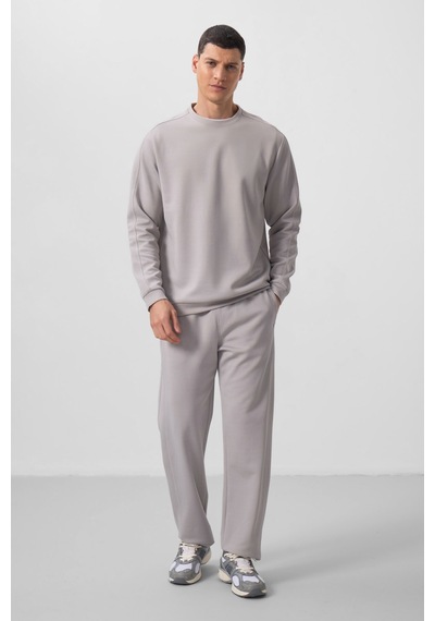Taş Yüzeyi Dokulu Oversize Erkek Eşofman Takım - 85275 Taş Rengi