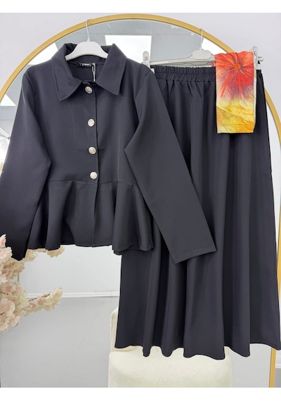 Lovie Moda Kadın Ceketli Takım Siyah
