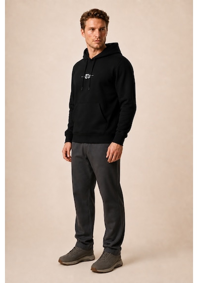 Redline Thenk Yeni Sezon Erkek Regular Fit Kapüşonlu Sweatshirt Siyah