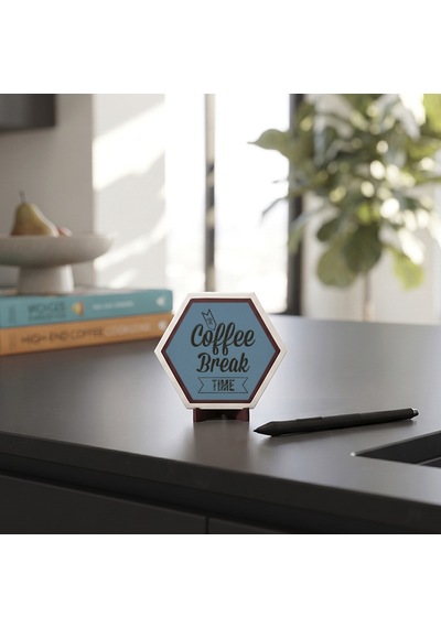 Modern Coffee Break Time Tasarımlı Masaüstü Dekoratif Obje, Yaşam Alanlarınıza Neşe Katan Şık Ve Estetik Bir Aksesuar 10x10 Cm, Gök Mavi