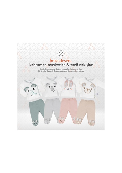 Gezenbebe Hero Bebekler İçin Nakışlı Zıbın Ve Patikli Pantolon Set 6-9 Ay