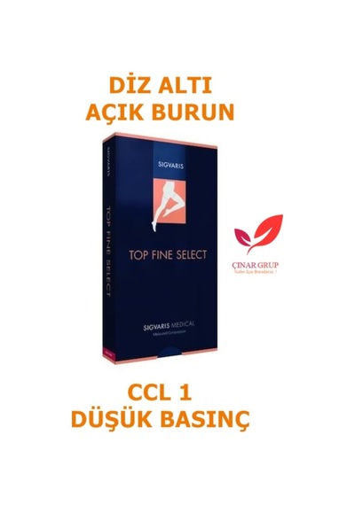 Sigvaris Top Fine Select Burnu Açık Diz Altı/Diz Altı Varis Çorabı (443320096) Siyah Standart L Açık Uzun