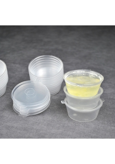20 Adet Sızdırmaz 40 Ml Mini Plastik Saklama Kabı Sosluk Buzluk Kabı, Et Suyu, Kemik Suyu, Sos Kabı Şeffaf