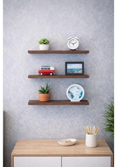 3'lü Uçan Duvar Rafı Set Gizli Raf- Barok 15x30 Diğer