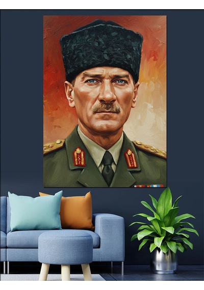 Mustafa Kemal Atatürk Portre Dekoratif Kanvas - Mdf Ahşap Tablo