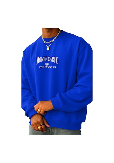 Benroma 3 İplik Penye Monte Carlo Baskılı Unisex Sweatshırt Saks Mavisi
