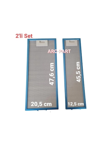Alveus Aspiratör Alüminyum Filtre - 2'li Set - 20,5x47,6 Cm / 12,5x45,5 Cm