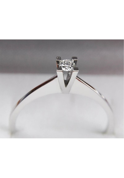Pırlanta Tektaş Altın Yüzük 0.10 Ct - F/Vs - 14K