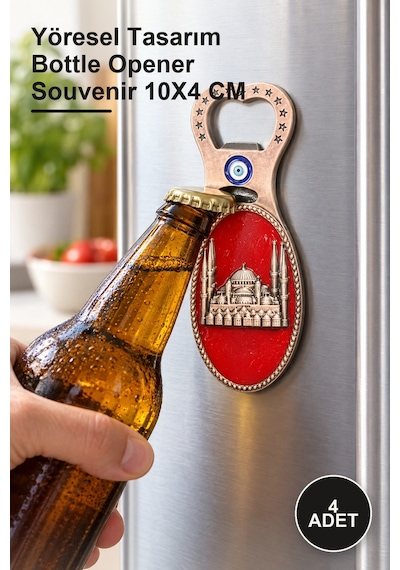 4 Adet Sultanahmet Magnet Ve Açacak Yöresel Tasarım Bottle Opener Souvenir 10x4 Cm 1