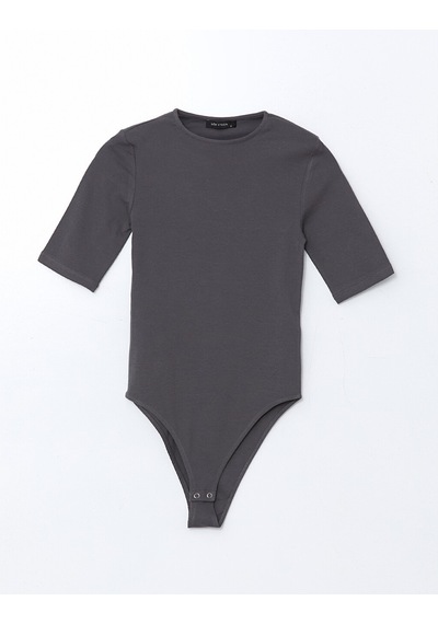 Lcw Vision Gri Bisiklet Yaka Kadın Bodysuit