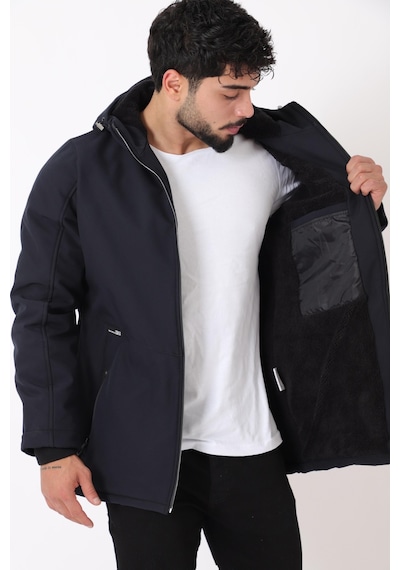 Stilkombin Uzay Kapüşonlu İçi Kürklü Softshell Kışlık Mont Pldp 3010 50454 Siyah