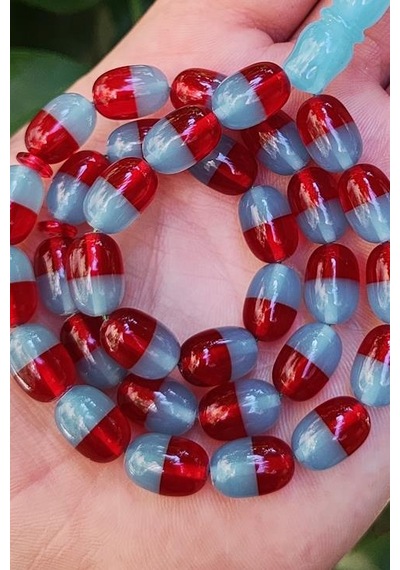 9x12 Mm Pençe Model Bordo Mavi Taraftar Tesbih - Pleksi Glass Uçak Camı Tesbih